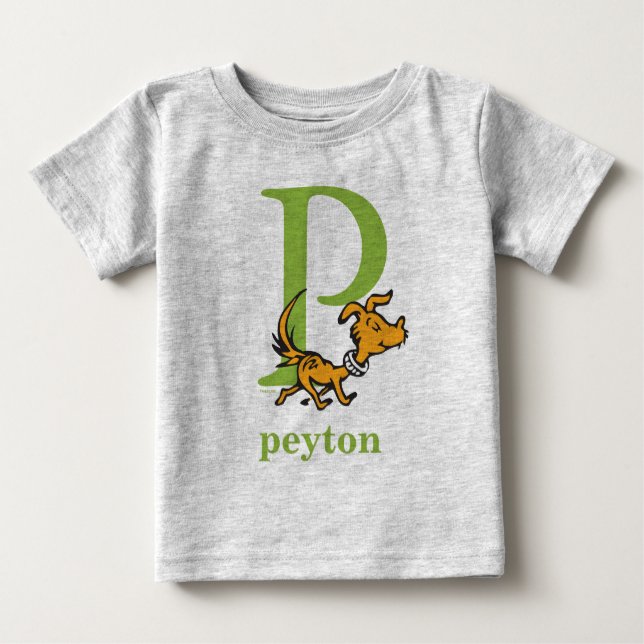 Dr. Seuss's ABC: Brief P - Grün | Name hinzufügen Baby T-shirt (Vorderseite)