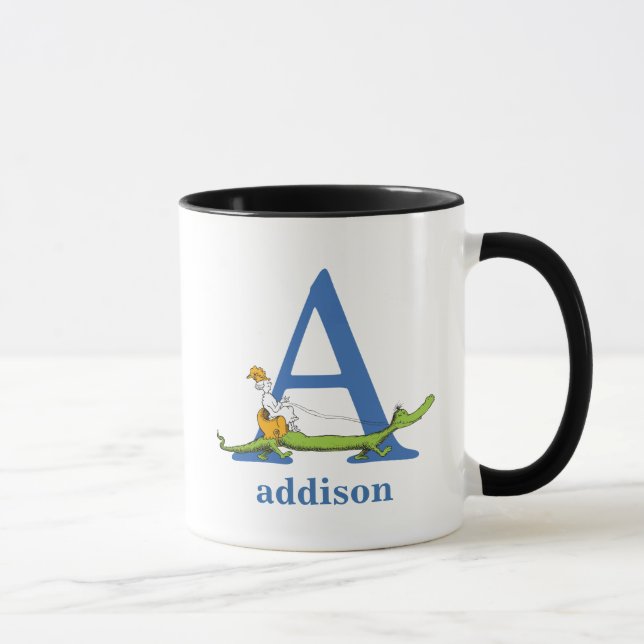 Dr. Seuss's ABC: Buchstabe A - Blau| Name hinzufüg Tasse (Rechts)
