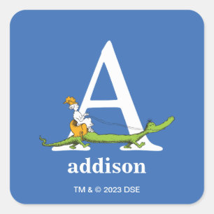 Dr. Seuss's ABC: Buchstabe A - Weiß Fügen Sie Ih Quadratischer Aufkleber