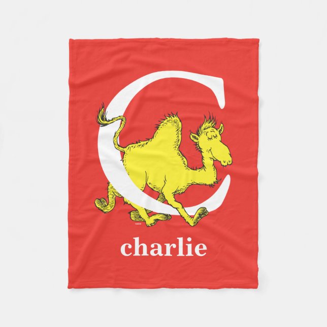 Dr. Seuss's ABC: Buchstabe C - weiß| Name hinzufüg Fleecedecke (Vorderseite)