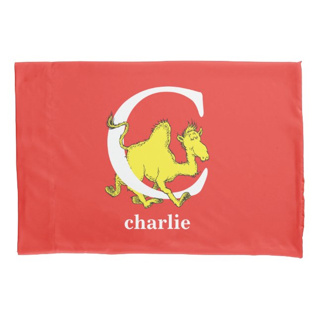 Dr. Seuss's ABC: Buchstabe C - weiß| Name hinzufüg Kissenbezug (Vorderseite)