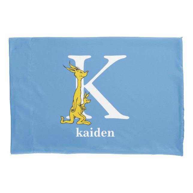 Dr. Seuss's ABC: Buchstabe K — Weiß| Name hinzufüg Kissenbezug (Vorderseite)