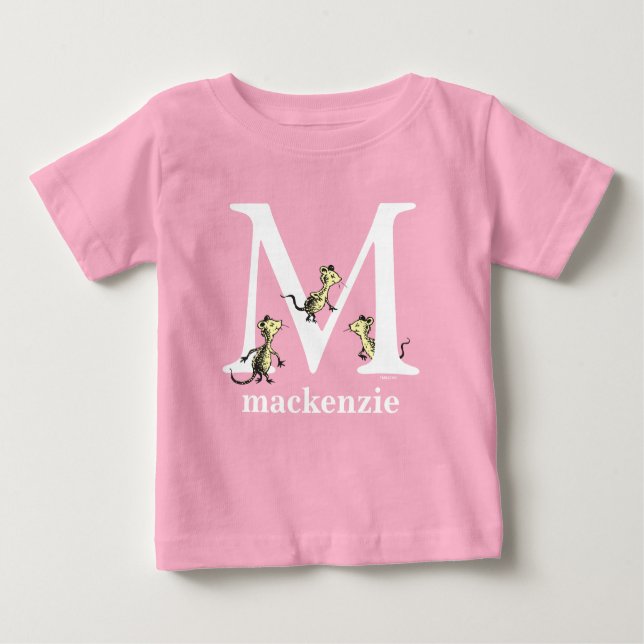 Dr. Seuss's ABC: Buchstabe M - Weiß| Name hinzufüg Baby T-shirt (Vorderseite)