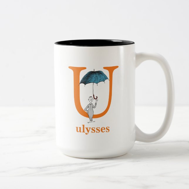 Dr. Seuss's ABC: Buchstabe U - Orange| Name hinzuf Zweifarbige Tasse (Rechts)