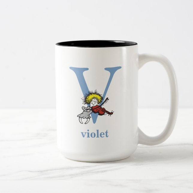 Dr. Seuss's ABC: Buchstabe V - blau| Name hinzufüg Zweifarbige Tasse (Rechts)