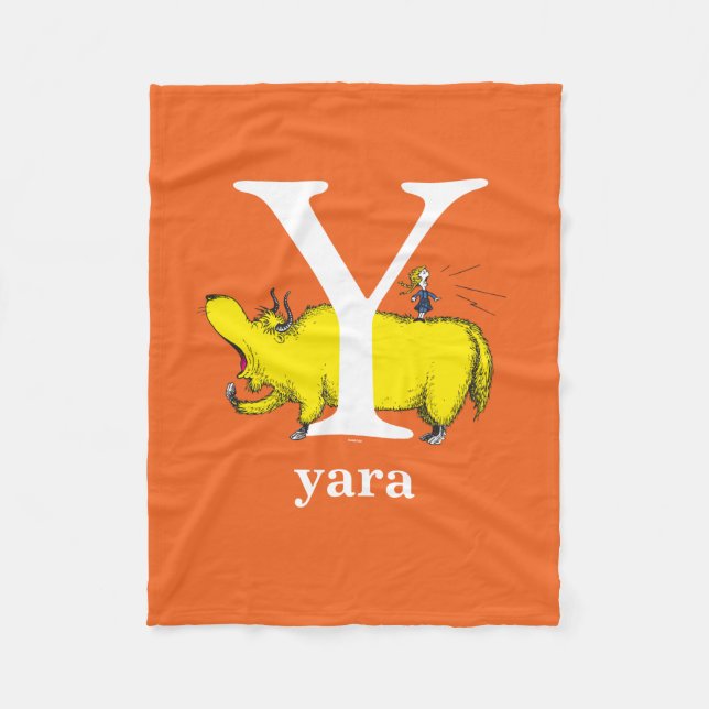 Dr. Seuss's ABC: Buchstabe Y — Weiß| Name hinzufüg Fleecedecke (Vorderseite)