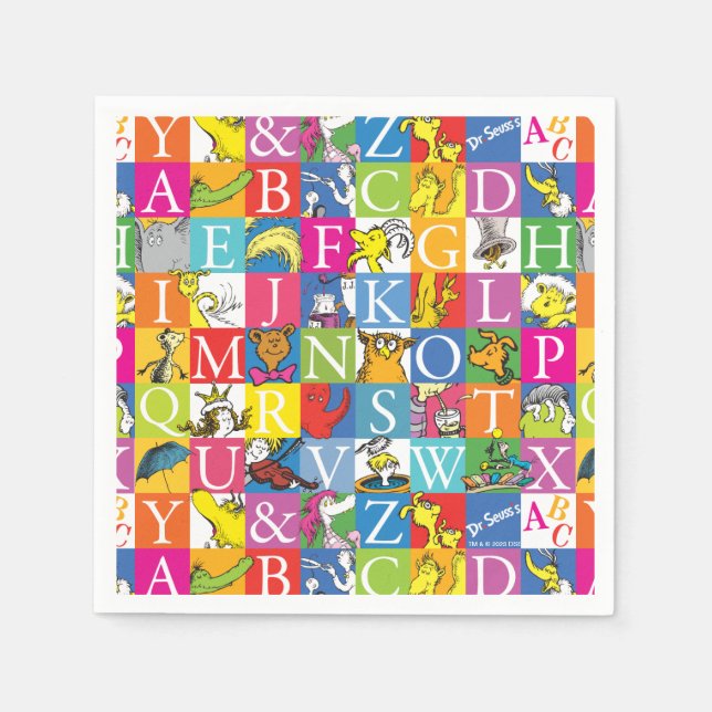 Dr. Seuss's ABC farbenfrohes Blockbuchstabenmuster Serviette (Vorderseite)
