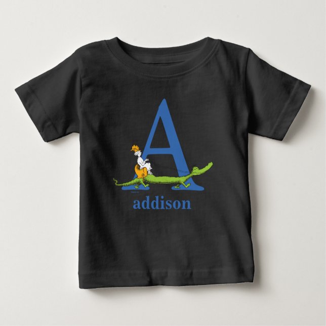 Dr. Seuss's ABC: Letter A - Blue | Name hinzufügen Baby T-shirt (Vorderseite)