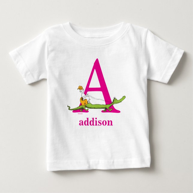 Dr. Seuss's ABC: Letter A - Pink | Name hinzufügen Baby T-shirt (Vorderseite)