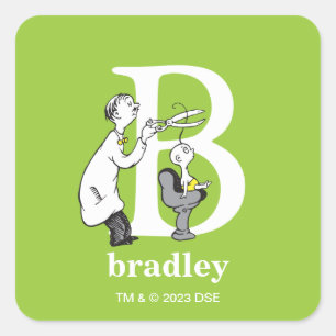 Dr. Seuss's ABC: Letter B - White   Name hinzufüge Quadratischer Aufkleber