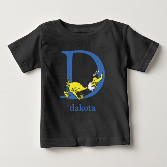 Dr. Seuss's ABC: Letter D - Blue | Name hinzufügen Baby T-shirt (Vorderseite)