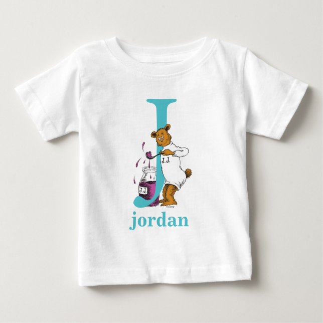 Dr. Seuss's ABC: Letter J - Aquamarin | Name hinzu Baby T-shirt (Vorderseite)