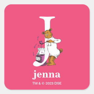 Dr. Seuss's ABC: Letter J - White   Name hinzufüge Quadratischer Aufkleber