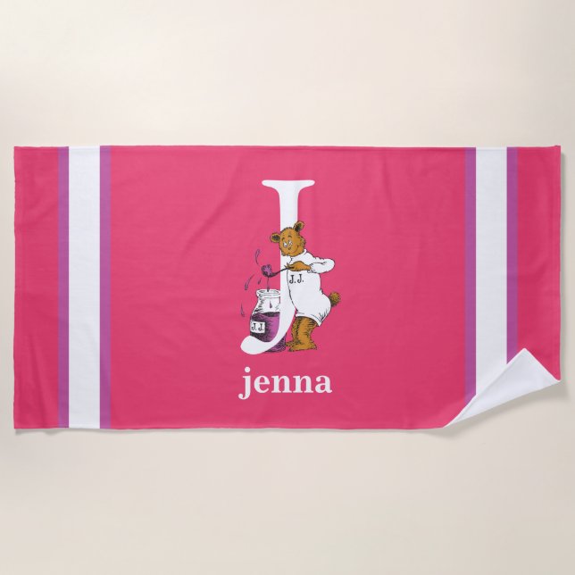 Dr. Seuss's ABC: Letter J - White | Name hinzufüge Strandtuch (Vorderseite)