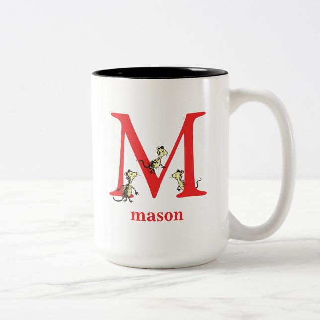 Dr. Seuss's ABC: Letter M - Red | Add Your Name Zweifarbige Tasse (Rechts)