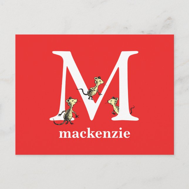 Dr. Seuss's ABC: Letter M - White | Name hinzufüge Postkarte (Vorderseite)