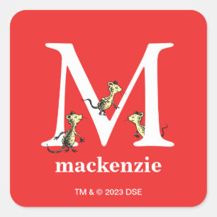 Dr. Seuss's ABC: Letter M - White   Name hinzufüge Quadratischer Aufkleber
