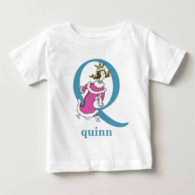 Dr. Seuss's ABC: Letter Q - Blue | Name hinzufügen Baby T-shirt (Vorderseite)