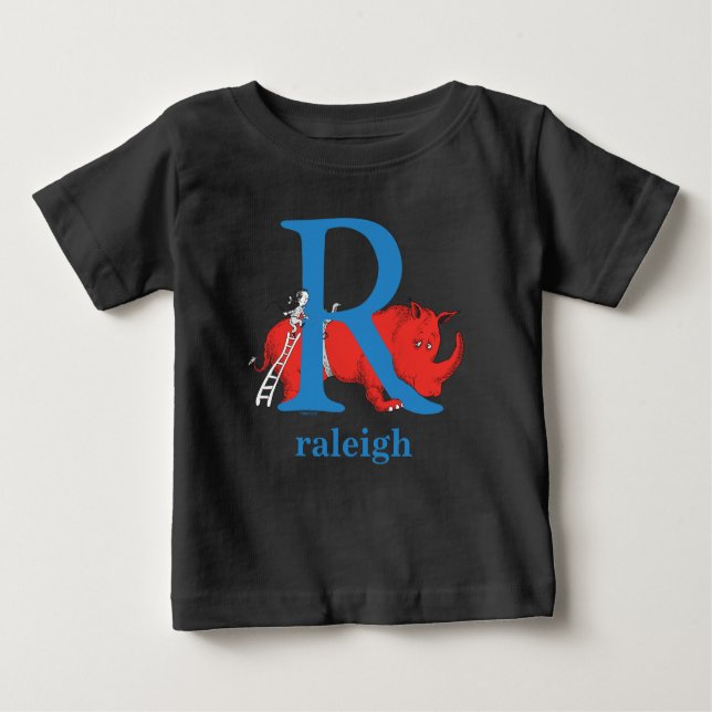 Dr. Seuss's ABC: Letter R - Blue | Name hinzufügen Baby T-shirt (Vorderseite)