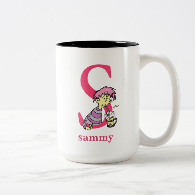 Dr. Seuss's ABC: Letter S - Pink | Name hinzufügen Zweifarbige Tasse (Rechts)