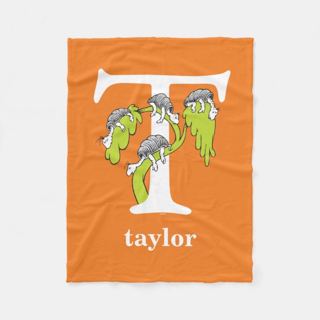 Dr. Seuss's ABC: Letter T - White | Name hinzufüge Fleecedecke (Vorderseite)