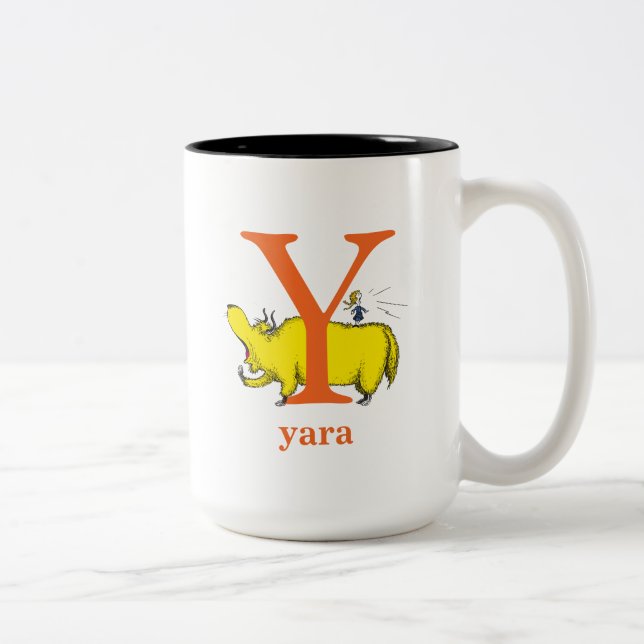 Dr. Seuss's ABC: Letter Y - Orange | Name hinzufüg Zweifarbige Tasse (Rechts)