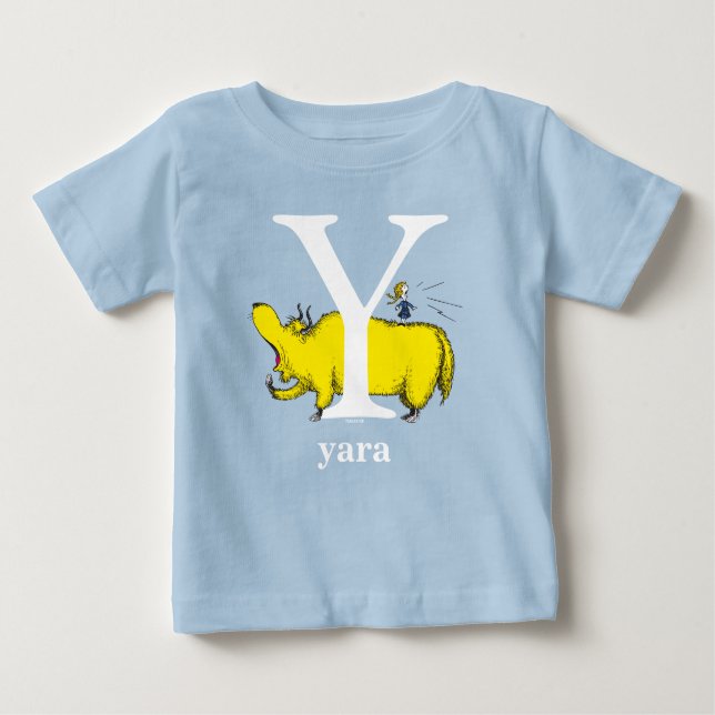 Dr. Seuss's ABC: Letter Y - White Add Your Name Baby T-shirt (Vorderseite)