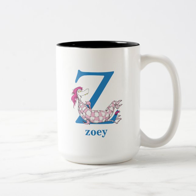 Dr. Seuss's ABC: Letter Z - Blau| Name hinzufügen Zweifarbige Tasse (Rechts)