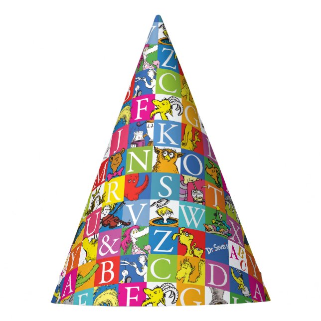 Dr. Seuss's ABC-Muster für farbenfrohe Blockbuchst Partyhütchen (Vorderseite)