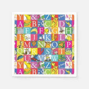 Dr. Seuss's ABC-Muster für farbenfrohe Blockbuchst Serviette