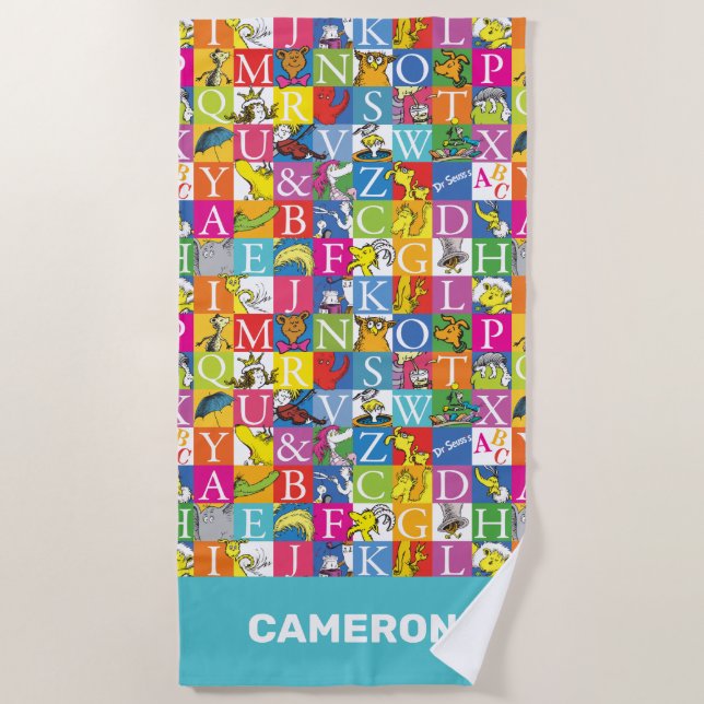 Dr. Seuss's ABC-Muster für farbenfrohe Blockbuchst Strandtuch (Vorderseite)
