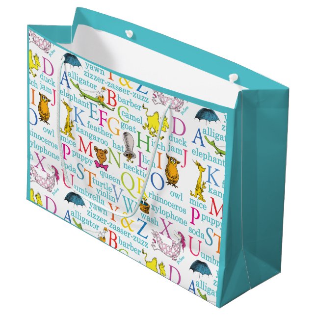 Dr. Seuss's ABC-Muster mit Worten Große Geschenktüte (Vorderseite Schrägansicht)