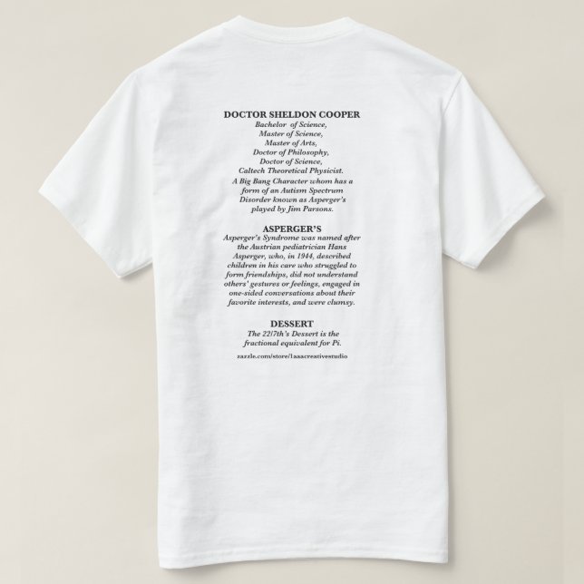 Dr. Sheldon Coopers berühmte Assburgers T-Shirt (Design Rückseite)