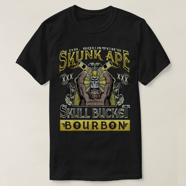Dr. Squatchs Skunk Ape Skull Bucket Bourbon T-Shirt (Design vorne)
