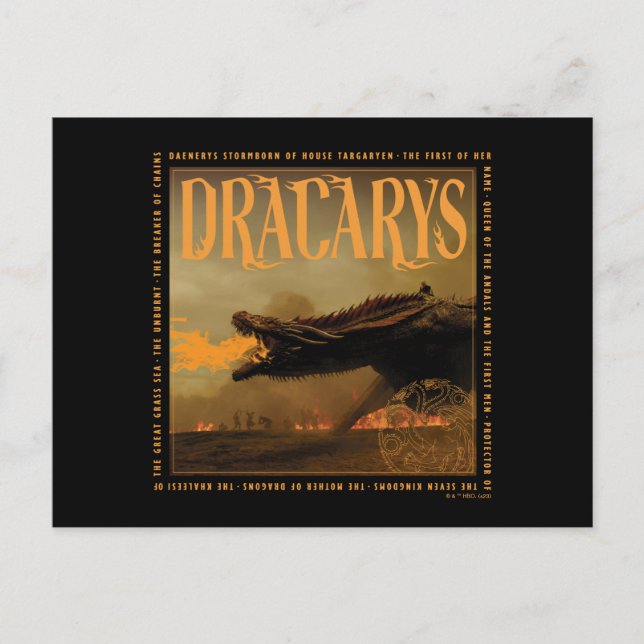 "Dracarys" Drogon Breathing Fire Graphic Postkarte (Vorderseite)