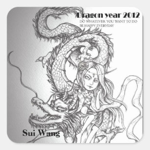 Drache2012 Quadratischer Aufkleber
