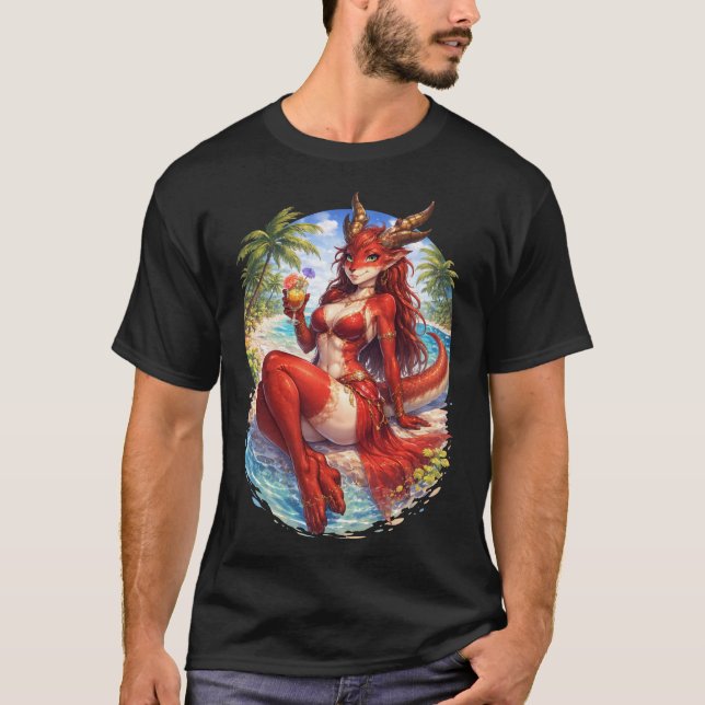 Drache am Strand T-Shirt (Vorderseite)