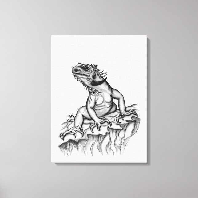 Drache auf dem Felsen Leinwanddruck (Vorderseite)