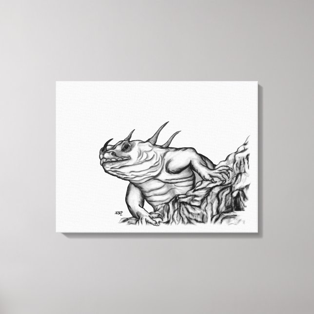 Drache auf dem Felsen Leinwanddruck (Vorderseite)