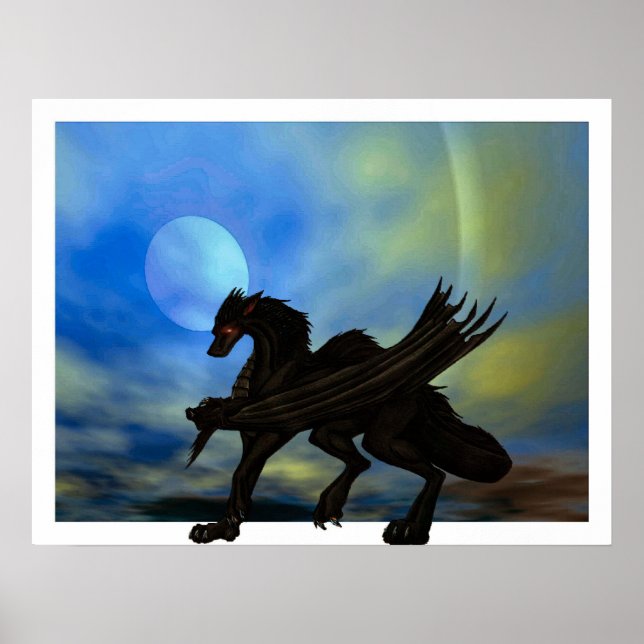 Drache auf der Kugel Poster (Vorne)