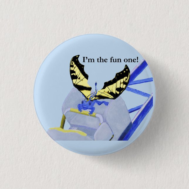 Drache auf Rollen-Untersetzer Button (Vorderseite)