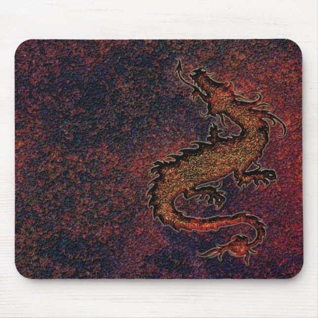 Drache auf rostigem metallischem Hintergrund Mousepad (Vorne)