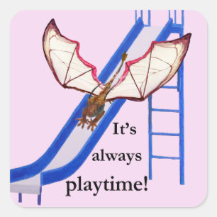 Drache auf Slide Quadratischer Aufkleber