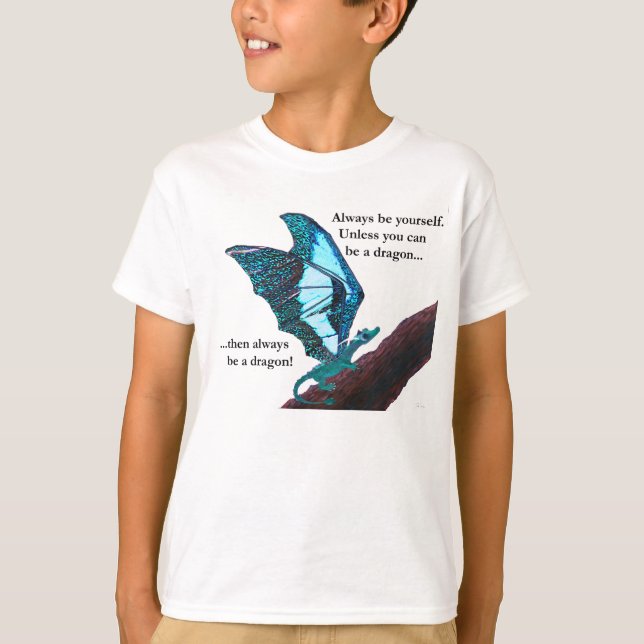Drache auf Zweig T-Shirt (Vorderseite)
