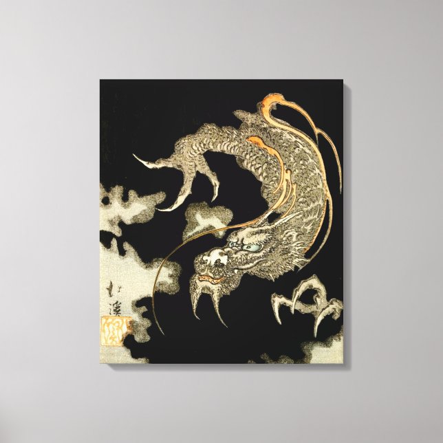 Drache aus dunklen Wolken zu Totoya Hokkei Leinwanddruck (Vorderseite)