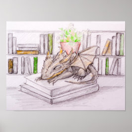 Drache Baby Bibliophile Buchliebhaber Bibliothek Poster