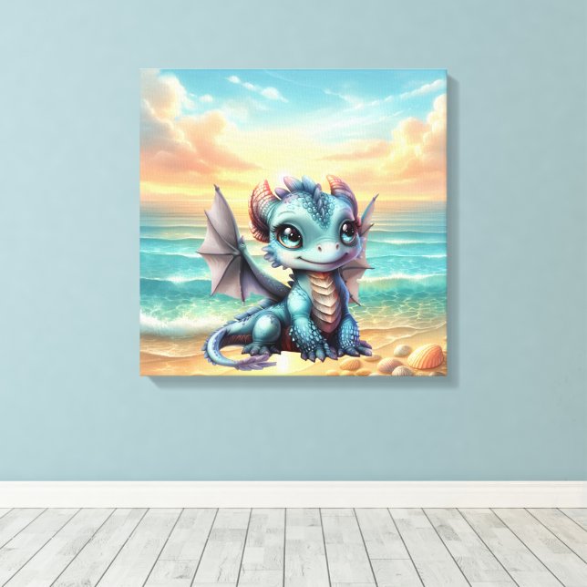 Drache Baby Leinwanddruck (Insitu (Holzboden))