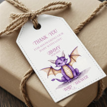 Drache Baby Shower Geschenk-Etikett