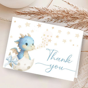 Drache Baby Shower Junge Blau gefaltete Dankeskart Dankeskarte