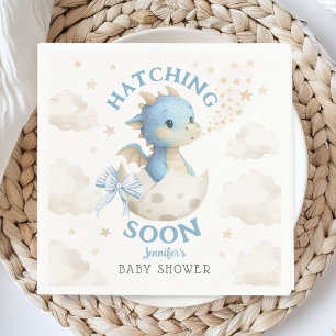 Drache Baby Shower Junge Blau Schlüpft bald Papier Serviette